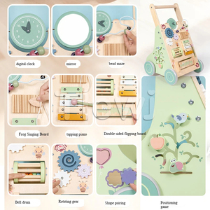 Marche-bébé en <span class=keywords><strong>bois</strong></span>, poussette à pousser et à tirer, jouet d'apprentissage pour tout-petits, jouet éducatif pour le développement - Product Image 2