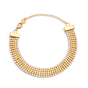 Bracelet Tennis en Alliage de Zinc Plaqué Or 18K, Motif Lignes Géométriques, Sertissage en Canal, Zircon Jaune, Bijou Tendance, Cadeau pour Toute Occasion - Product Image 5