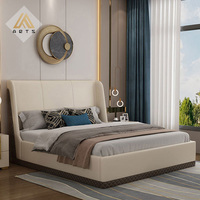 Neuankömmling Italienische Luxus Schlafzimmer möbel neueste Design Queen-Size-moderne Bett King-Size-Echt leder Hotel betten