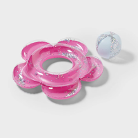 Ensemble de 2 flotteurs gonflables : Bouée de bain en forme de fleur + ballon de plage, kit de jouets flottants pour piscine et plage pour adultes