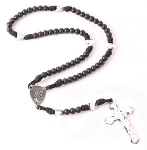 맞춤형 골동품 청동 및 은색 십자가 가톨릭 묵주 종교 아이템 남성용 빈티지 묵주 디자인 구슬 목걸이 - Product Image 3