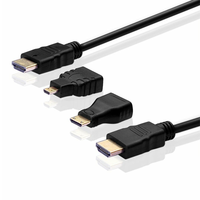 1.5M 3 en 1 HDMI mâle à mâle HDTV 1.4 câble avec adaptateur de Conversion Micro HDMI Mini HDMI câble inverseur prise pour PS5 PS4 Xbo
