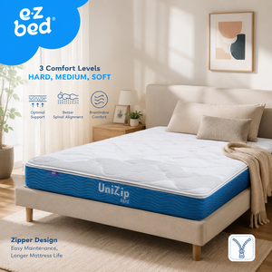 Matelas au toucher doux et de qualité supérieure, conçu avec un soutien à ressorts ensachés et un couvre-matelas pratique à fermeture éclair pour des nuits confortables et paisibles à tout moment. - Product Image 1