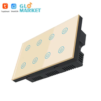 Glomarket Wall Touch Light 8 Gang Switch 147mm Tuya Alexa Zigbee Télécommande Interrupteur électrique Panneau de commutation tactile intelligent