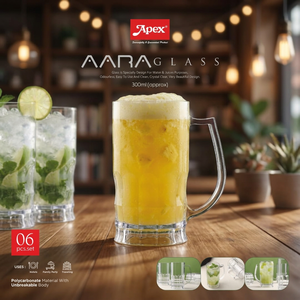 ANAX AARA - Jarra de Cerveza de Vidrio Transparente de 12 oz con Asa, Diseño Moderno, Reutilizable para Fiestas - Product Image 3