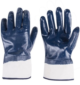 <span class=keywords><strong>Guanti</strong></span> di sicurezza per polsini con finitura ruvida rivestiti in <span class=keywords><strong>Nitrile</strong></span> blu liscio e resistente agli agenti chimici di alta qualità - Product Image 2