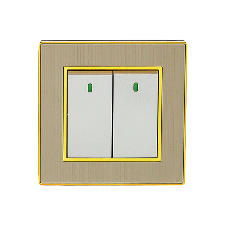 Vnx 2026 Hot Selling 10A Wall Switch 2 Gang Two Way Plate Switch Acrylic and Wire Drawing Color Electrical Wall Switch