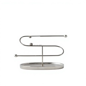 Decorative Metal Jewelry Stand With Tray Oval Shape Base <b>Dressing</b> <b>Table</b> Display Decorative Jewelry Organizer Rack - Product Image 1