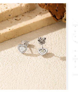 Juego de Collar y Pendientes de Plata de Ley 925 con Moissanita Corte Corazón Color D VVS1, Certificado GRA, Joyería Nupcial - Product Image 5