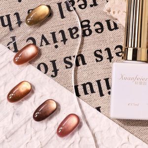 Kit de vernis à ongles gel UV OEM 16 couleurs Garfield Cat avec perles de verre marron <span class=keywords><strong>caramel</strong></span> et design œil de chat 15ml, vernis à ongles gel magnétique - Product Image 2