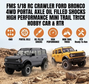 Voiture RC Ford Bronco Hard Body 4x4 tout-terrain sous licence officielle FMS 1/18, intérieur détaillé, éclairage LED, cadeau pour adultes - Product Image 1