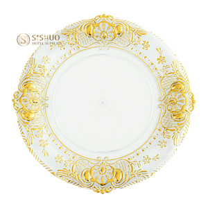 Fancy <strong>Plastic</strong> Plates White <strong>Tray</strong> Round Dishes With Patterns <strong>Plastic</strong> Plate for <strong>Dessert</strong> Decorative Dining Plate for Table Setting - Product Image 1