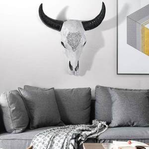 Crâne de taureau ou de chèvre en résine personnalisé à suspendre au mur, décoration moderne rustique pour <span class=keywords><strong>la</strong></span> maison, sculpture de tête d'animal de ferme vintage, cadeau unique - Product Image 6