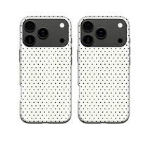 Coque de téléphone personnalisable à pois blancs, film de protection grand trou, intégrale, deux-en-un, antichoc pour iPhone 15 Pro Max