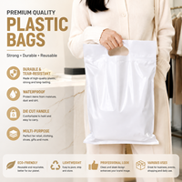 Sacs en plastique écologiques découpés à la forme avec poignée, personnalisables avec logo imprimé, imperméables et résistants, pour le commerce de détail, les vêtements et les cadeaux.