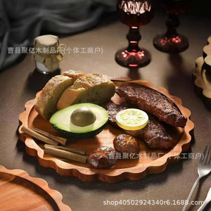 Wooden Lace Table <b>Tray</b> Natural Wood Color For Fruits Snacks Desserts Serving Hotel Coffee <b>Tea</b> Parties - Product Image 4