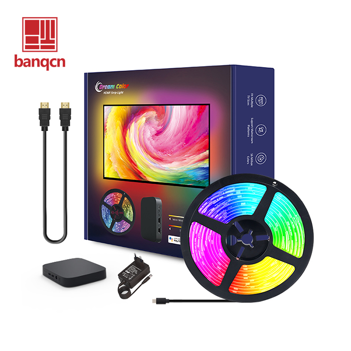 Banqcn照明は24-65インチストリップRgbマジックカラーHDMI2.14K同期ボックスLEDテレビバックライトを受け入れます