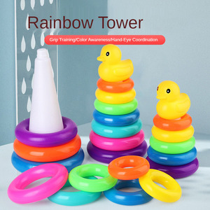 Anillos apilables para bebés, juguete de pato, apilador de arcoíris de plástico, juguetes educativos Montessori para niños pequeños - Product Image 4