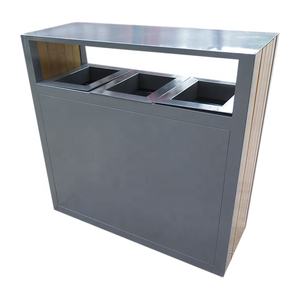 Poubelle de recyclage en <span class=keywords><strong>bois</strong></span> à 3 compartiments, poubelle à compost urbaine carrée - Product Image 6