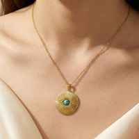 Collar con Colgante de Ojo para Mujer, Chapado en Oro de 18K, Acero Inoxidable, Piedra Natural, Joyería de Protección, Regalo, Venta al Por Mayor