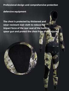 Wetsuit Semi-dry <span class=keywords><strong>Korea</strong></span> CR Rubber Body 5mm untuk Menyelam, Bertudung, Wanita & Pria, untuk Spearfishing - Product Image 4