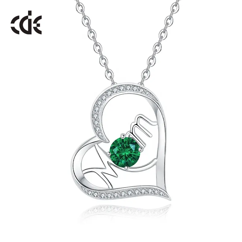 CDE Heart Fine Jewelry Mothers Day Sterling Silver 925 Mom Pendant Necklace