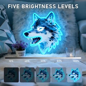 Letrero Luminoso de <span class=keywords><strong>Lobo</strong></span>, Luz LED Atenuable con Impresión UV. Ideal para dormitorio, sala de estar, cuarto de hombre y decoración <span class=keywords><strong>del</strong></span> hogar. - Product Image 4
