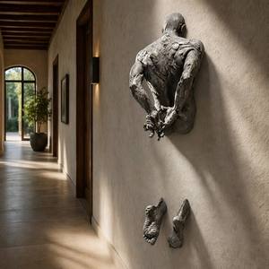 Escultura de Pared Masculina en Bronce Fundido a Mano, "<span class=keywords><strong>La</strong></span> <span class=keywords><strong>Lucha</strong></span> Silenciosa", Estatua de Bronce - Product Image 4
