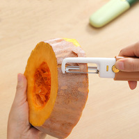 OEM Nouveau design tendance 2 en 1 Éplucheur de fruits et racloir à melon multifonctionnel en acier inoxydable, râpe de cuisine polyvalente avec PP