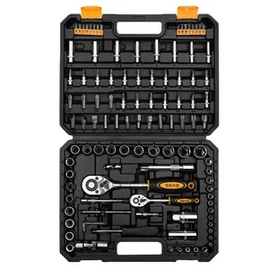 DEKO-Kit de herramientas de reparación de automóviles DKAT108, conjunto de herramientas de mano de alta calidad, llave de carraca de enchufe, con caja de plástico