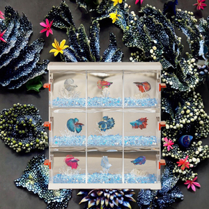 JJF Acquario Quadrato Moderno e Alla Moda in Plastica per Camera da Letto, Design Multi-Griglia, Dimensioni Ridotte per Pesci <span class=keywords><strong>Discus</strong></span> - Product Image 3