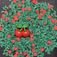 1000g/zakje Kersen Fruit Thema Polymeerklei Schijfjes Groen Rood Kleur Serie Zachte Klei Sprinkles voor Scrapbooking Feestdecoratie
