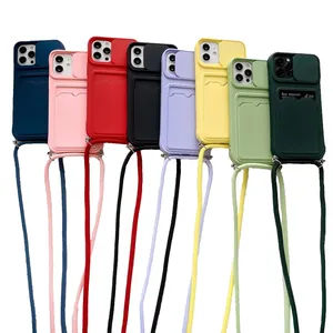 Collier portefeuille fente pour carte étui souple pour téléphone portable pour iPhone 14 PRO max