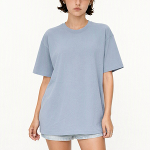เสื้อยืดโอเวอร์ไซส์ คอวี แขนสั้น ผ้าฝ้าย 95% สแปนเด็กซ์ 5% ทรงหลวม ไหล่ตก แบบเรียบง่าย สีพื้น น้ำหนักเบา สไตล์ลำลอง - Product Image 2
