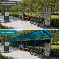 Abri public en aluminium pour parc, auvent avec toit en polycarbonate |   Abri de repos et d'attente le plus vendu pour sentiers de jardin