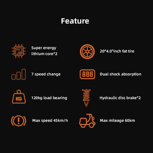จักรยานไฟฟ้าออฟโรดขนาด 20*4 นิ้ว 48V 15Ah กำลังไฟ 1000W 1500W <span class=keywords><strong>7</strong></span> สปีด ความเร็ว 45 กม./ชม. - Product Image 2