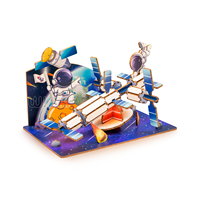 Puzzle 3D en bois Wincent : Station spatiale, Astronaute, Fusée, Satellite – Diorama DIY, Kit de Modélisme, Jouet Éducatif STEM, Cadeau pour Enfants