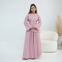 Conjunto de algodón para musulmanas, de color liso, talla grande, manga larga, informal, camisa de algodón con falda, conjunto de dos piezas para mujer, ¡Gran Venta!