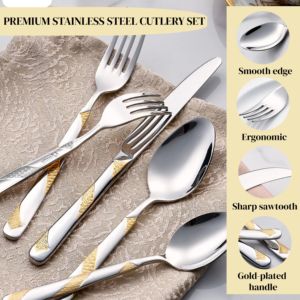 أدوات مائدة فاخرة أوروبية للفنادق والمطاعم وحفلات الزفاف، طقم أدوات طعام من الفولاذ المقاوم للصدأ يشمل السكين والشوكة والملعقة - Product Image 4