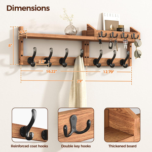 Hot Style <strong>Coat</strong> <strong>Rack</strong> <strong>Wall</strong> <strong>Mounted</strong> Solid Wood <strong>Wall</strong> <strong>Mounted</strong> Shelf Entryway <strong>Coat</strong> <strong>Rack</strong> Solid Wood <strong>Wall</strong> <strong>Mounted</strong> <strong>Coat</strong> <strong>Rack</strong> - Product Image 6
