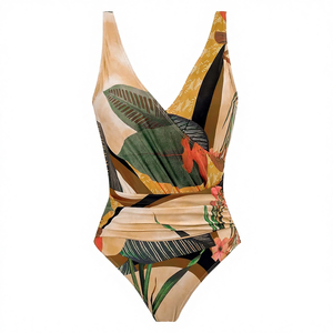 Traje de Baño JSN de 2 Piezas, Verano 2023, Estampado, Cuello en V, Secado Rápido, Transpirable, con Falda de Playa - Product Image 4