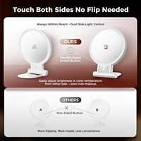 Modern Glass 1X/30X Lighted 360 Degree Foldable Double-Sided Magnifying Makeup Mirror 3-Color Lights Adjustable Brightness