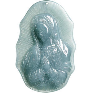 Pendentif Vierge Marie en Jadeite Naturelle Bleue (Jade de l'Eau) – Cadeau Religieux Chrétien UNISEXE avec Certificat d'Expertise GY44 - Product Image 5