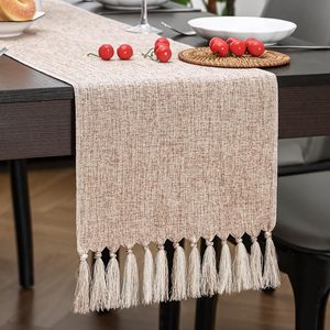 Burlap Linen Style Rustic Farmhouse <strong>Table</strong> <strong>Runner</strong> for Everyday Use Boho Woven <strong>Table</strong> <strong>Runner</strong> With Tassels <strong>Table</strong> <strong>Runner</strong> - Product Image 3