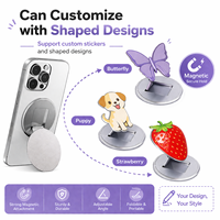Support de téléphone magnétique en alliage d'aluminium de forme personnalisée, support pliable magnétique puissant, poignée métallique pour doigt, support de téléphone avec logo OEM
