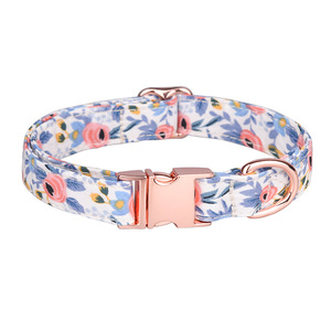 Logotipo de grabado láser <span class=keywords><strong>Collar</strong></span> de perro de lujo Hebilla de oro rosa Collares para mascotas <span class=keywords><strong>Collar</strong></span> de perro con estampado floral - Product Image 1