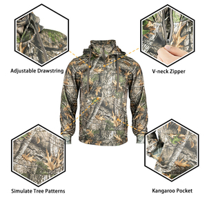 Venta al por mayor camuflaje caza ropa manga caza ropa chaquetas pesca camisa impermeable camuflaje caza Sudadera con capucha para cazador - Product Image 6