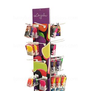 Présentoir à pinceaux de maquillage avec crochets, étagères métalliques sur pied à 3 faces pour l'organisation des outils de salon, les cosmétiques et le merchandising de peignes en magasin - Product Image 5