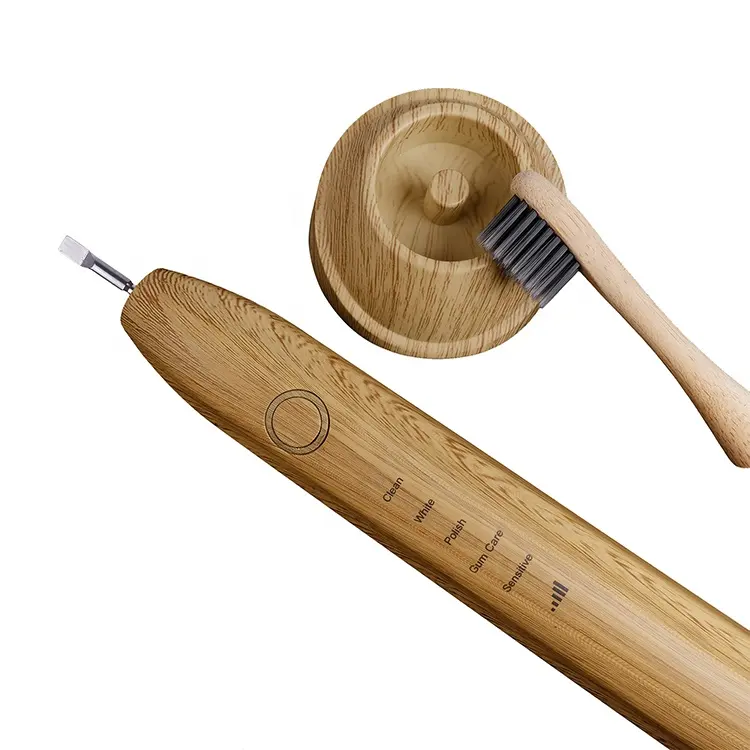 PS06 wireless recharging battery 30 days running bamboo head wooden like 2 minutes smart electrical toothbrush