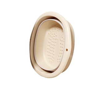 Cream Style Portable Folding Foot Bath <b>Basin</b> With Lid For Adults Massage Lower Legs PP Material <b>Round</b> Shape - Product Image 5
